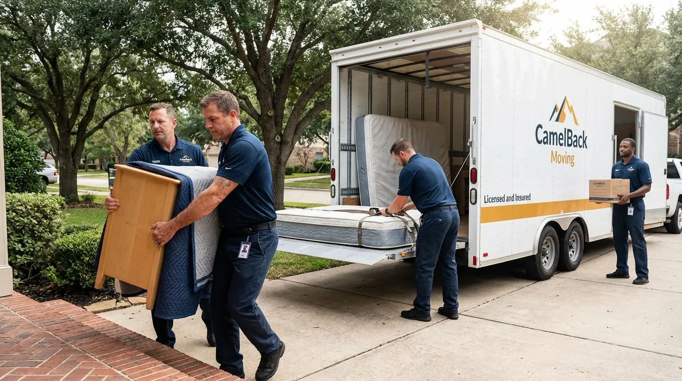 Crew loading residential truck for cross-state move from East Canton, OH
